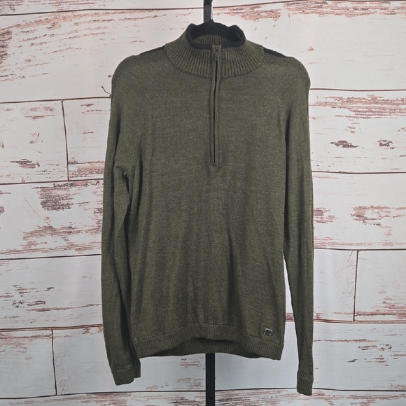 Smartwool Mens Kiva Ridge 1/2 zip pullover sweater merino blend green Size Med - Picture 1 of 9
